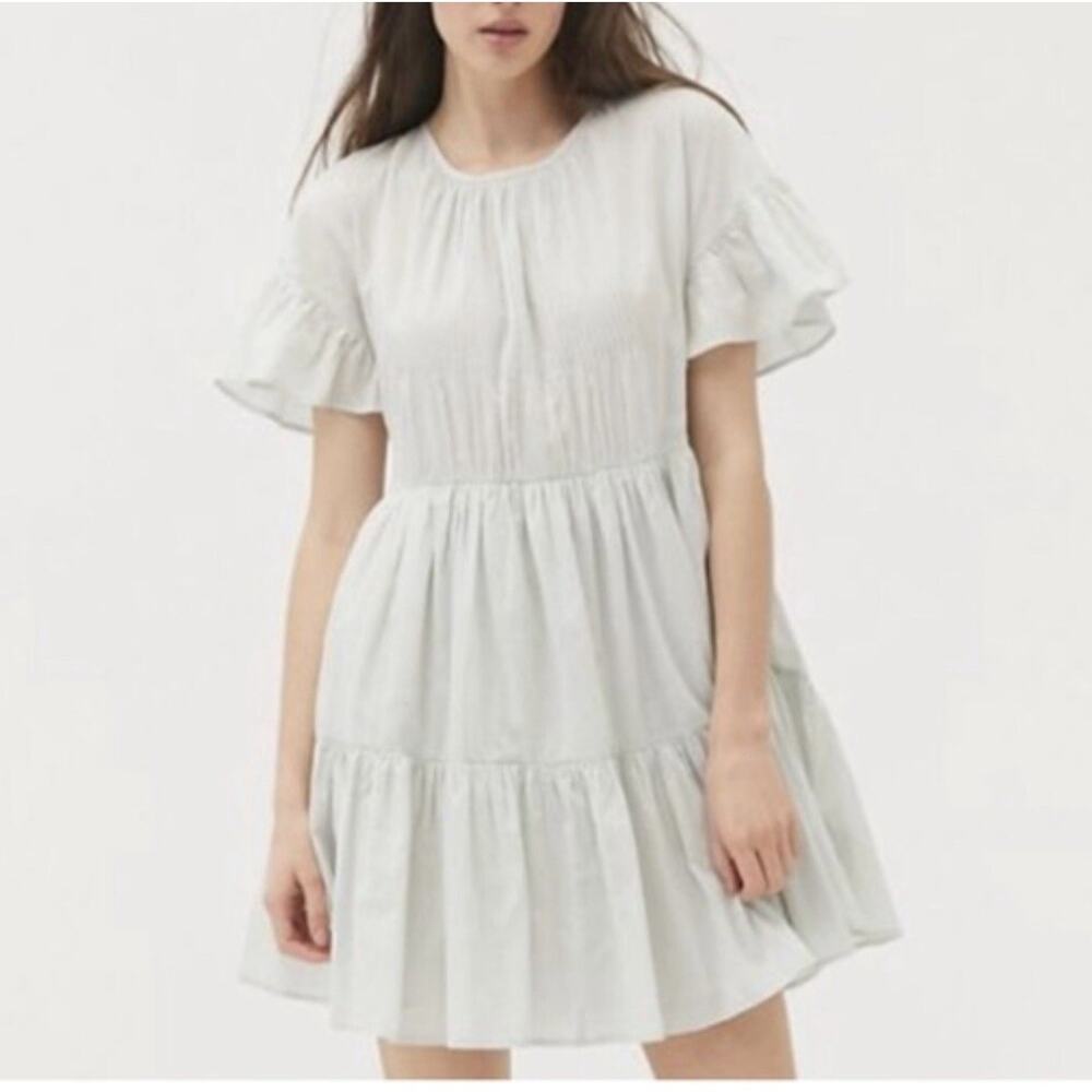 Urban Outfitters Moura Tiered Ruffle Frock dress Sz. XS light grey